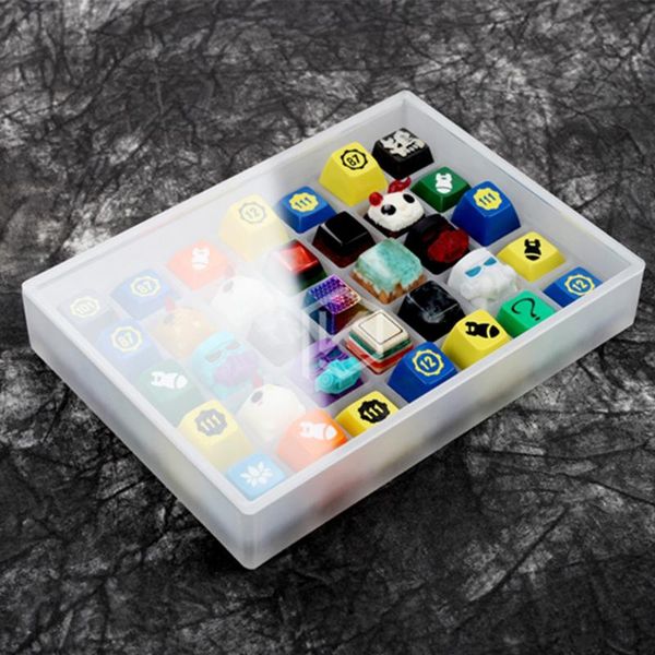 

acrylic storage box for oem orignal profile keycaps 2cm 7x5 lattice partition creative 3d metal resin keycap display case keyboards