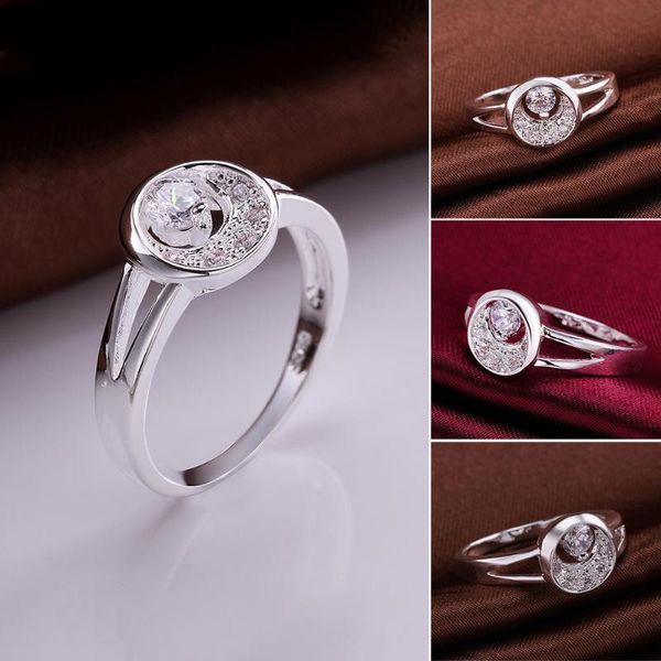 

wedding rings silver color fashion jewelry pendant round zircon crystal ring, Slivery;golden