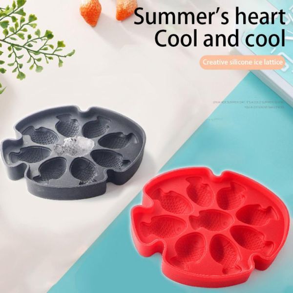 

grade silicone ice trays moulds 9-grids fish shape chocolate candy mold kitchen stackable cream tools with a lid baking