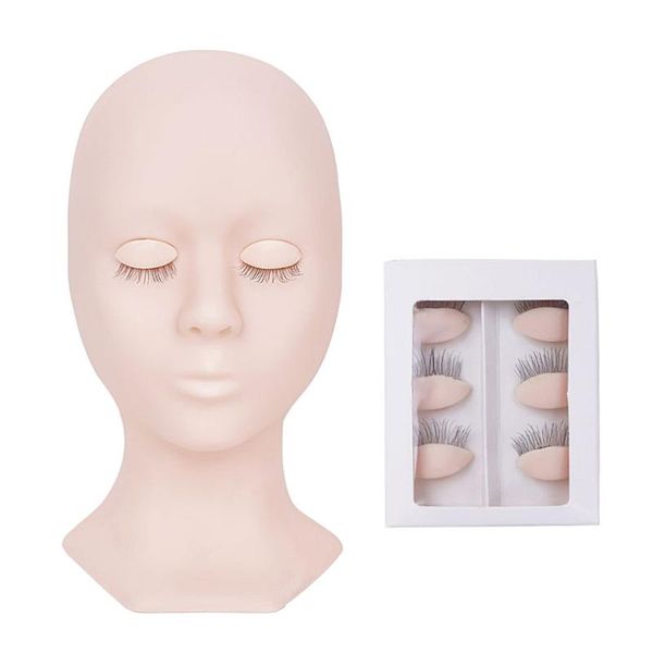 

set of eyelash practicing head mold mannequin makeup false eyelashes
