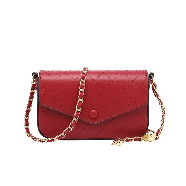 

spring 2021 new fashion small gold air messenger strap shoulder change foreign phone bead net mobile adjustable bag red satchel bimes