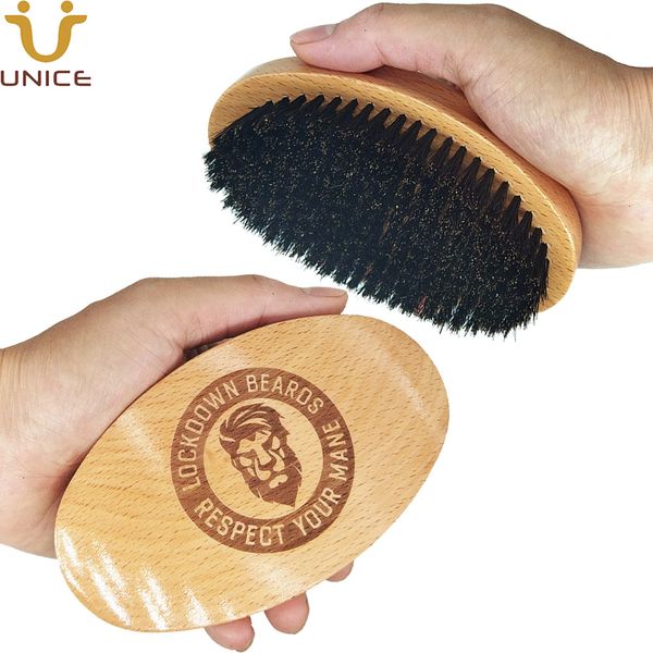 

hair curved palm brushes moq 100 pcs amazon oem custom logo 360Â° wave brush boar bristles short, Silver