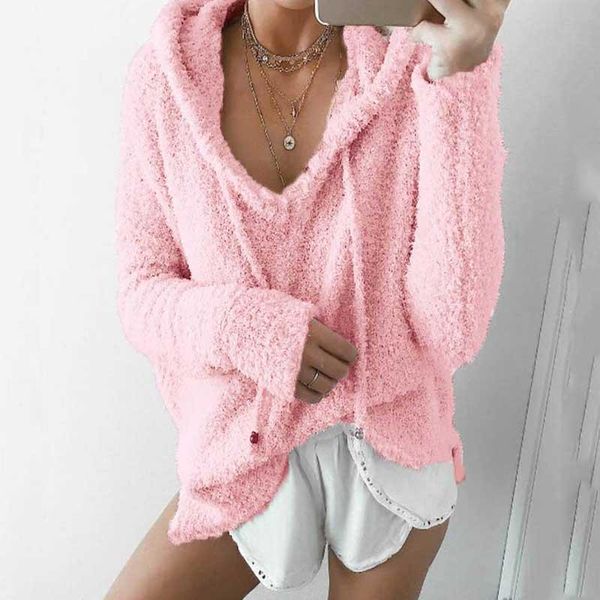 

women's hoodies & sweatshirts spring plush sweatshirt women long sleeve ladies warm hoody hooded female pink, Black