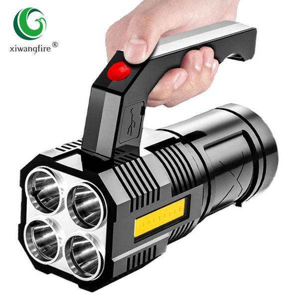 

flashlights torches 4 led super bright portable lamp rechargeable mode cob light suitable for outdoor camping flash lantern