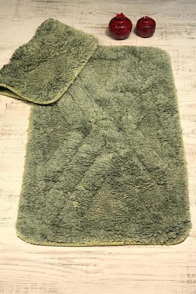 

bonny home of zeugma green 2'li 100 cotton bath mat set toilet seat team mats