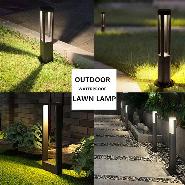 

modern waterproof cob led garden light lawn lamp aluminum pillar outdoor porch courtyard villa landscape lamps