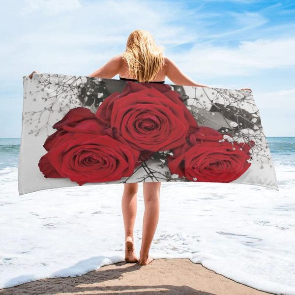 

towel red rose bath camping bathroom accessories face microfiber beach