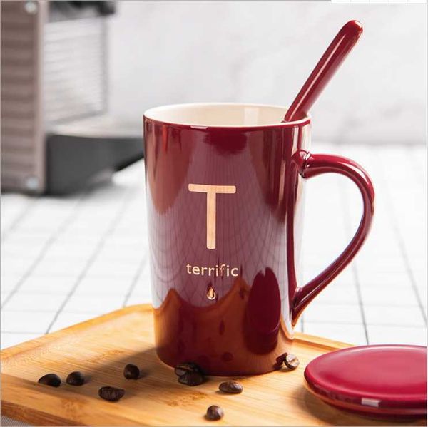 

mugs ceramic style mug wine red letter coffee cup home tea water