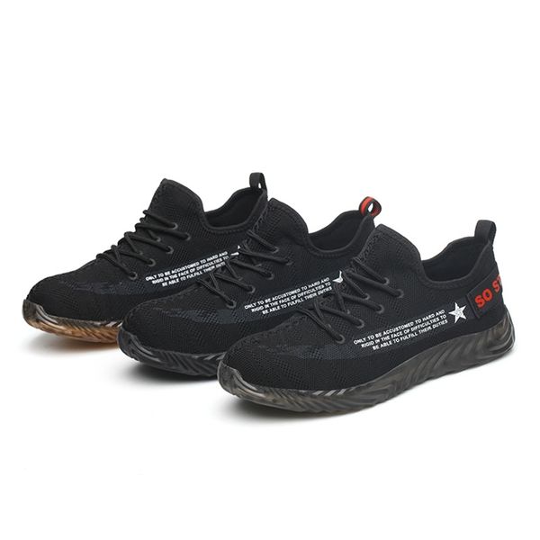 

steel toe cap safety shoes smash-proof bulletproof cloth puncture-proof lightweight breathable work shoes in spring 211106, Black