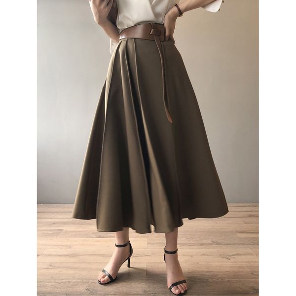 

skirts yan double high waist pleated half women's 2021 early autumn french hepburn large swing a-line umbrella skirt 9592, Black
