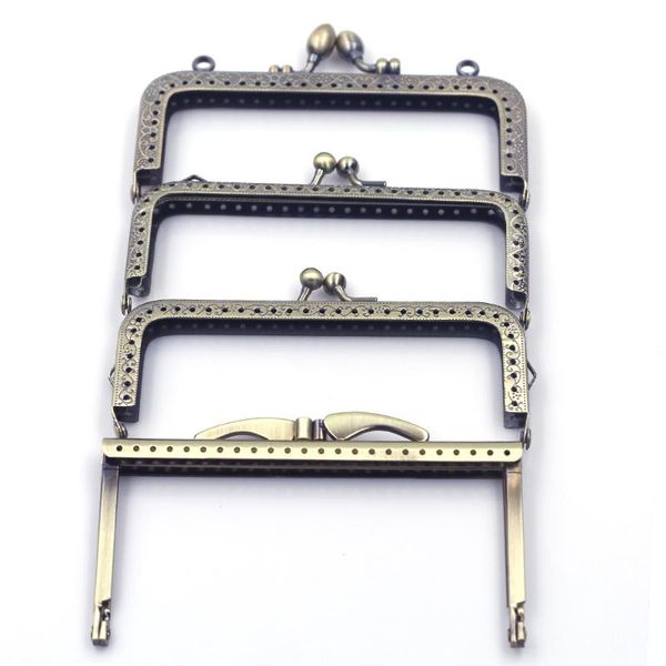 

bag parts & accessories bronze tone 12.5cm square metal purse frames pouch kiss clasps buckles handles lock diy handbag luggage making, Black