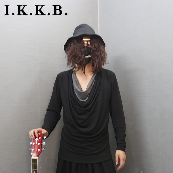 

men's shirt long hip-hop sleeve with fake 2-piece loose b4d5, White;black