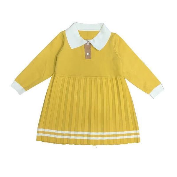 

girls' dresses girl's knitting long sleeve spring autumn lady baby ruffle lapel knitted sweater girl casual solid color, Red;yellow