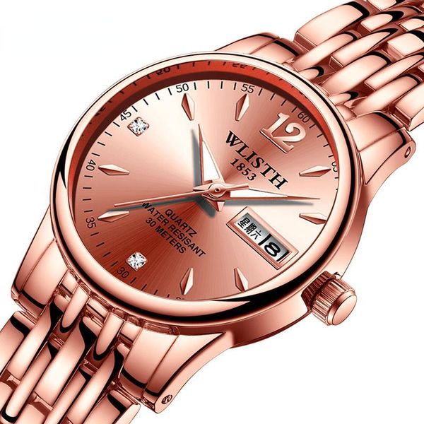 

wristwatches rose gold watch women creative steel band women's bracelet watches waterproof quartz clock relogio feminino montre femme, Slivery;brown