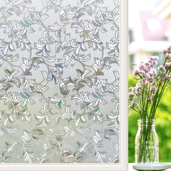

window stickers 3d non-adhesive decorative film vine self adhesive privacy tint, rainbow effect anti-uv for home