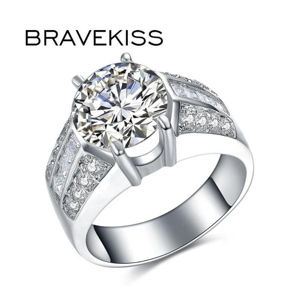 

wedding rings bravekiss big cubic zirconia promise ring for women engagement fashion band statement jewelry accessories bur0331, Slivery;golden