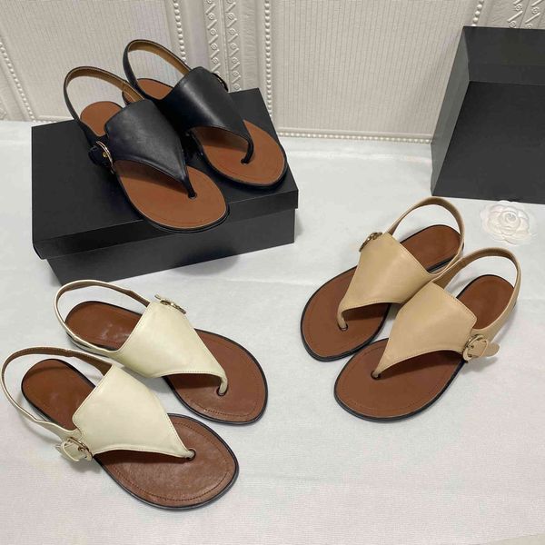

official website 70% off outlet luxury brand-name sandals ladies new natural leather fashion casual buckle flip flop slippers woman, Black
