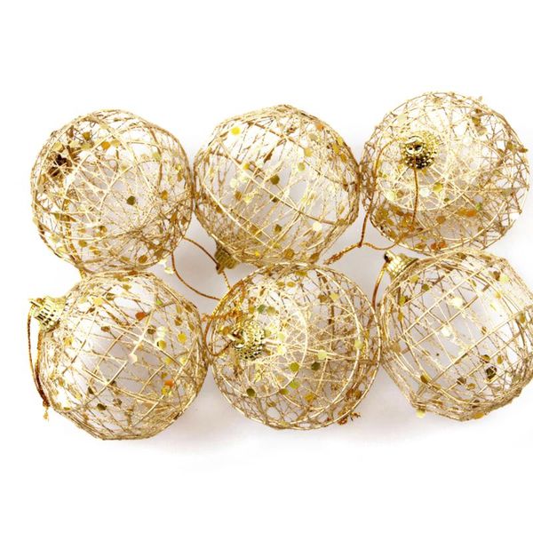 

party decoration 6pcs christmas tree pendant golden flour with scale ball festive atmosphere accessory