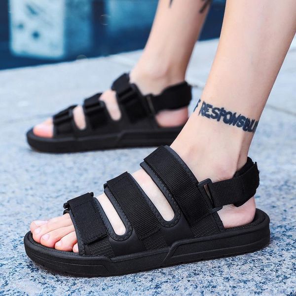 

sandals men gladiator men's roman summer shoes outdoor leisure beach sandalia masculina, Black