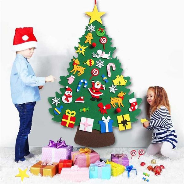 STOBAG DIY sentiu a árvore de árvore de Natal criança crianças feitos artesanais presente brinquedos porta porta pendurado ornamentos festa de natal casa decoração conjunto 211104