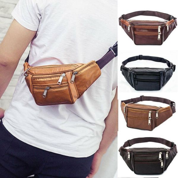 

men waist belt utility cycling bag fanny pack bum travel hip purse phone sports leather casual
