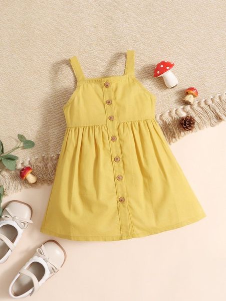 

baby button front cami dress she, Red;yellow