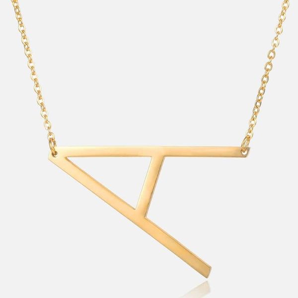

pendant necklaces gold initial letter a necklace stainless steel charm for women girls fashion jewelry drop hkp553, Silver