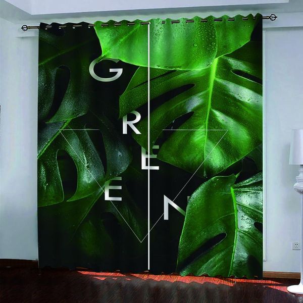 

curtain & drapes green leaf curtains customized 3d bay window balcony thickened windshield blackout