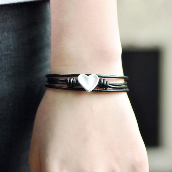 

charm bracelets oi arrival fashion heart shape bracelet black leather magnet accessories for women men party daily hand jewelry, Golden;silver