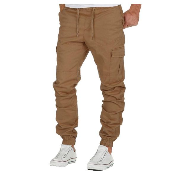 

men's pants fashion plus size 3xl four seasons leisure tooling multi-pocket solid color trousers streetwear, Black