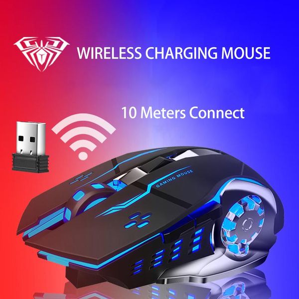 

mice aula wireless optical gaming mouse silent 2400dpi ergonomic led backlit 2.4g usb receiver mute for lapcomputer desktop