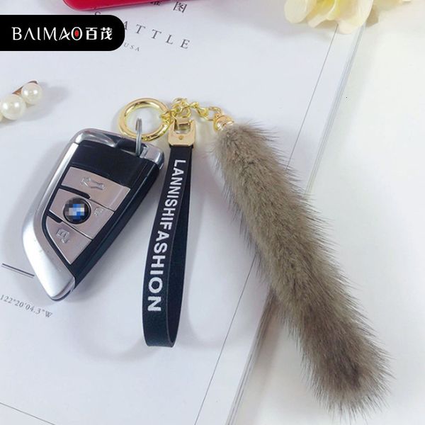 

key chain creative cute trend high grade mink hair personality lovers bag accessories, Silver