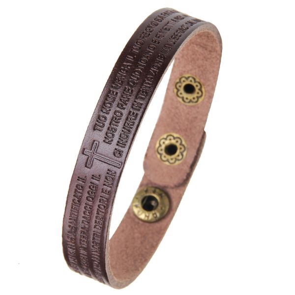 

adjustable leather cross bracelet men pulsera vintage women religious-scripture bracelet pulseira, Golden;silver