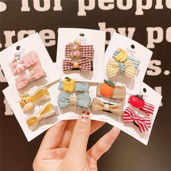 

women girls cute cartoon bear fruite hairpins beautiful hair ornament barrettes headband clips fashion accessories, Slivery;white
