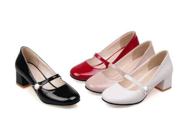 

women's shoes in spring and autumn middle coarse heel square head@203, Black
