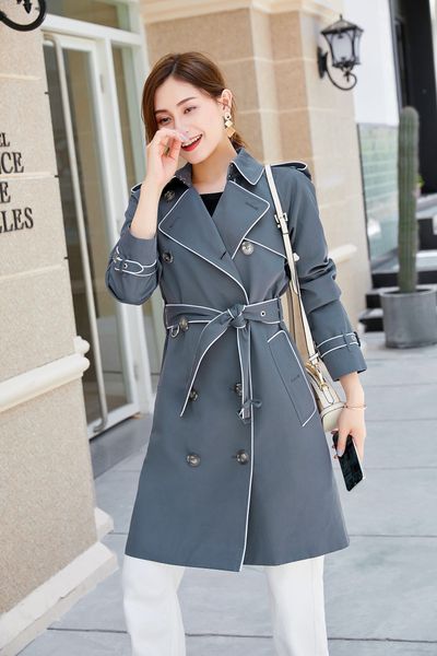 

women's trench coats long classic windbreaker waterproof british new high-end english style autumn winter gabadian solid color h10, Tan;black