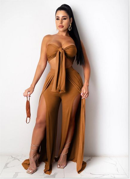 

sleeveless 2 layer bandage womenpant crop vintage wide leg set two piece woman suit autumn party outfits, White