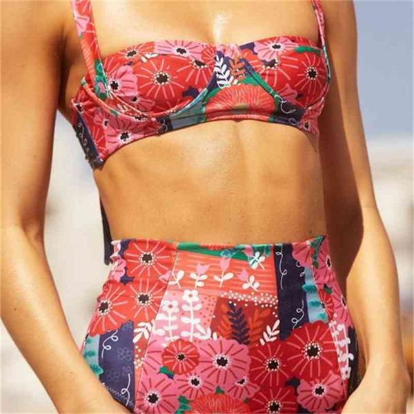 

2021 new fashion split printed bikini swimsuit, White;black
