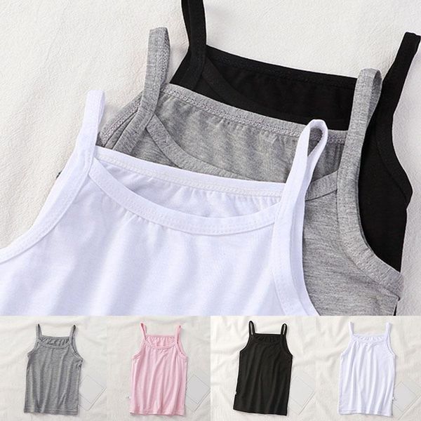 

camisoles & tanks kids teens camisole cotton t-shirt baby girls tank vests underwear children soft solid color clothing for 3-10 years, Black;white