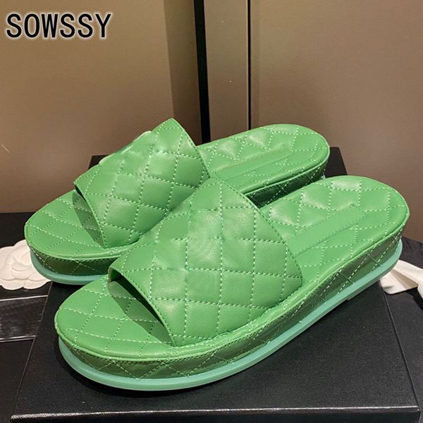

80% off store online 2021 summer popular bread bottom fashion real leather thick sandals new women's slippers outdoor beach leisure, Black
