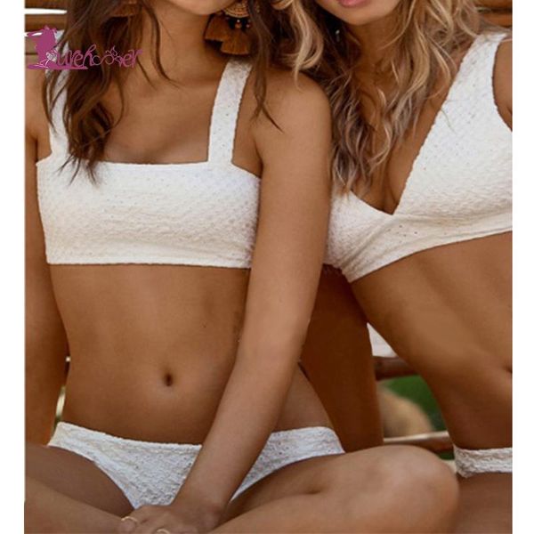 

women's swimwear mid waist solid halter bikini set women backless two piece swimsuit bikinis female 2021 brazil biquini, White;black
