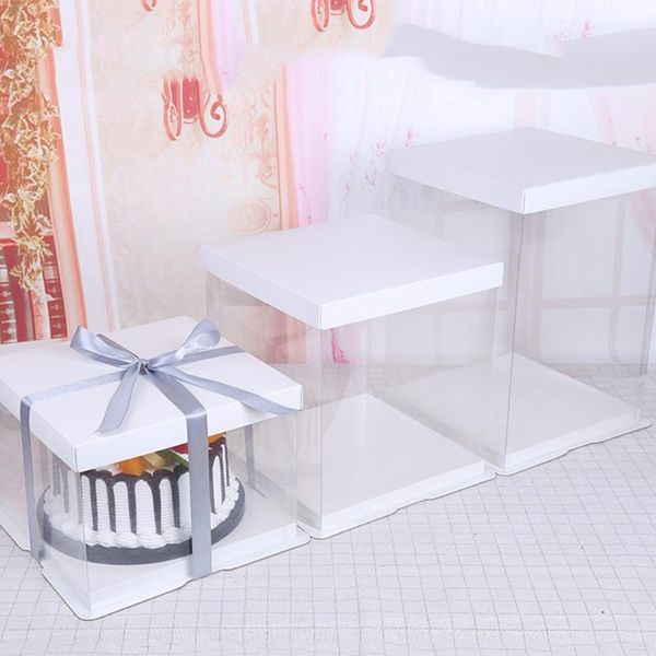 

gift wrap square cake box clear plastic transparent packaging organizer wedding birthday 8inch 10inch 12inch 14inch