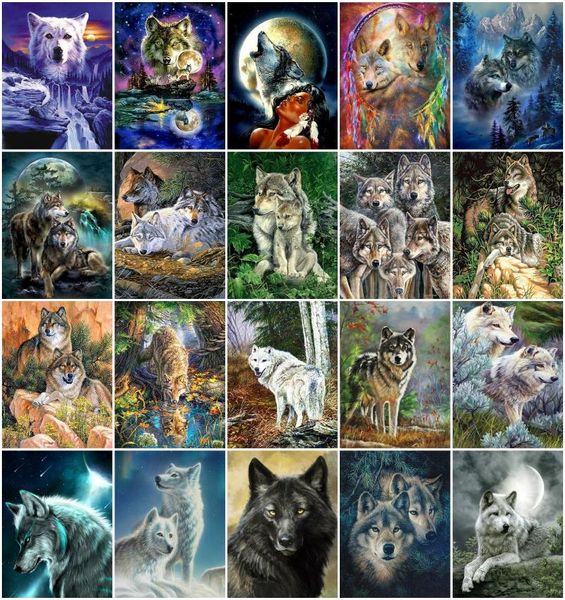 

paintings azqsd diy coloring by numbers wolf woman frameless acrylic paint painting number animal handpainted wall decor gift