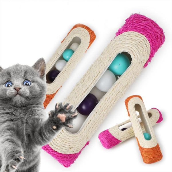 

cat rolling sisal scratching toy with trapped ball funny kitten kitty training toys pet products