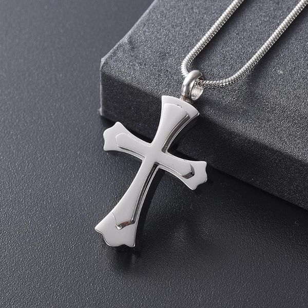 

pendant necklaces lkj12236 men women cross necklace loss of lover memorial urn ashes holder keepsake stainless steel cremation jewelry, Silver