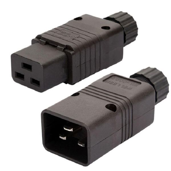 

smart power plugs iec320-c19 c20 female socket 16a 110-250v pdu/ups detachable reassembled cord c19 black