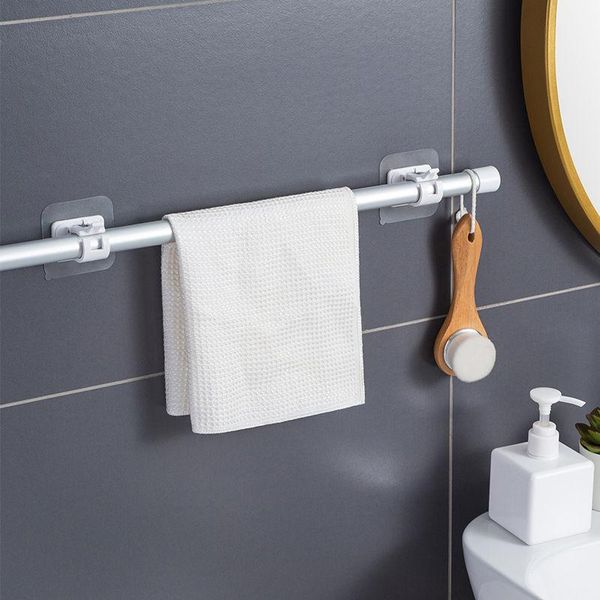 

hooks & rails 2pcs nail-adjustable curtain rod holder bracket holders adhesive wall fixed clip hanging rack hook