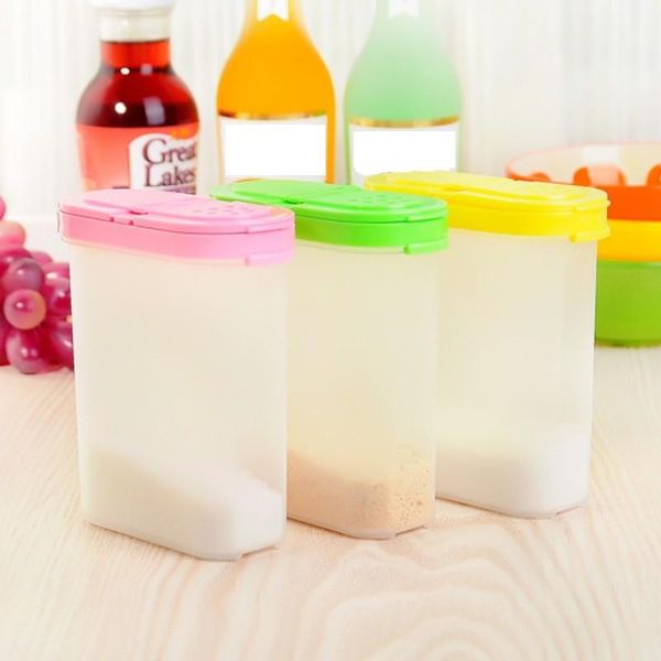 

color 250ml plastic seasoning container kitchen spice boxes jar double lid cereal condiment bean storage bottle bottles & jars