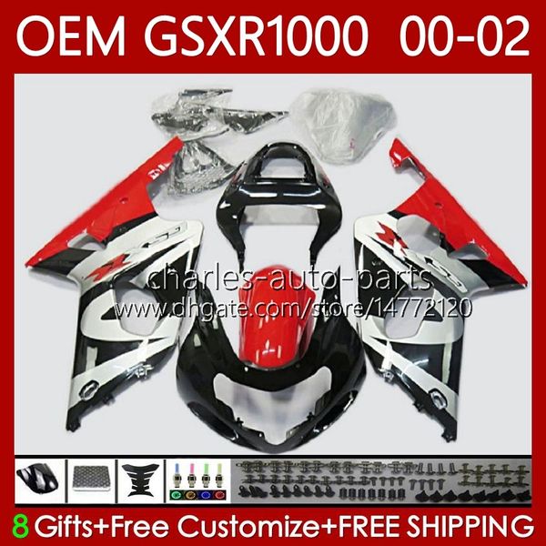 Corpi per stampi ad iniezione per SUZUKI GSXR-1000 GSX R1000 GSXR 1000 CC 01-02 Carrozzeria 62No.37 1000CC GSXR1000 Rosso nero K2 00 01 02 GSX-R1000 2001 2002 2002 Kit carenatura OEM