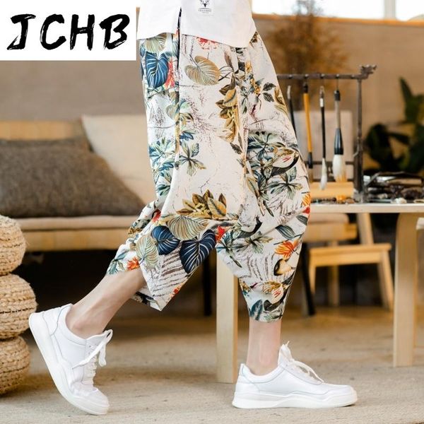 

chinese streetwear style man linen harem pant trouser men casual wide-legged bloomers summer 2021 male trousers men's pants, Black
